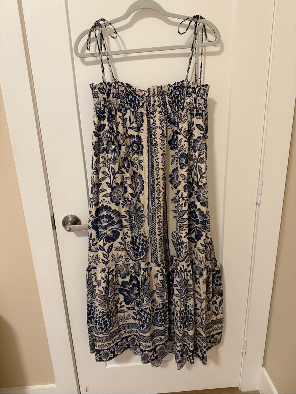FARM Rio Blue & Cream Botanical Tie-Shoulder Maxi Dress - Picture 11 of 12
